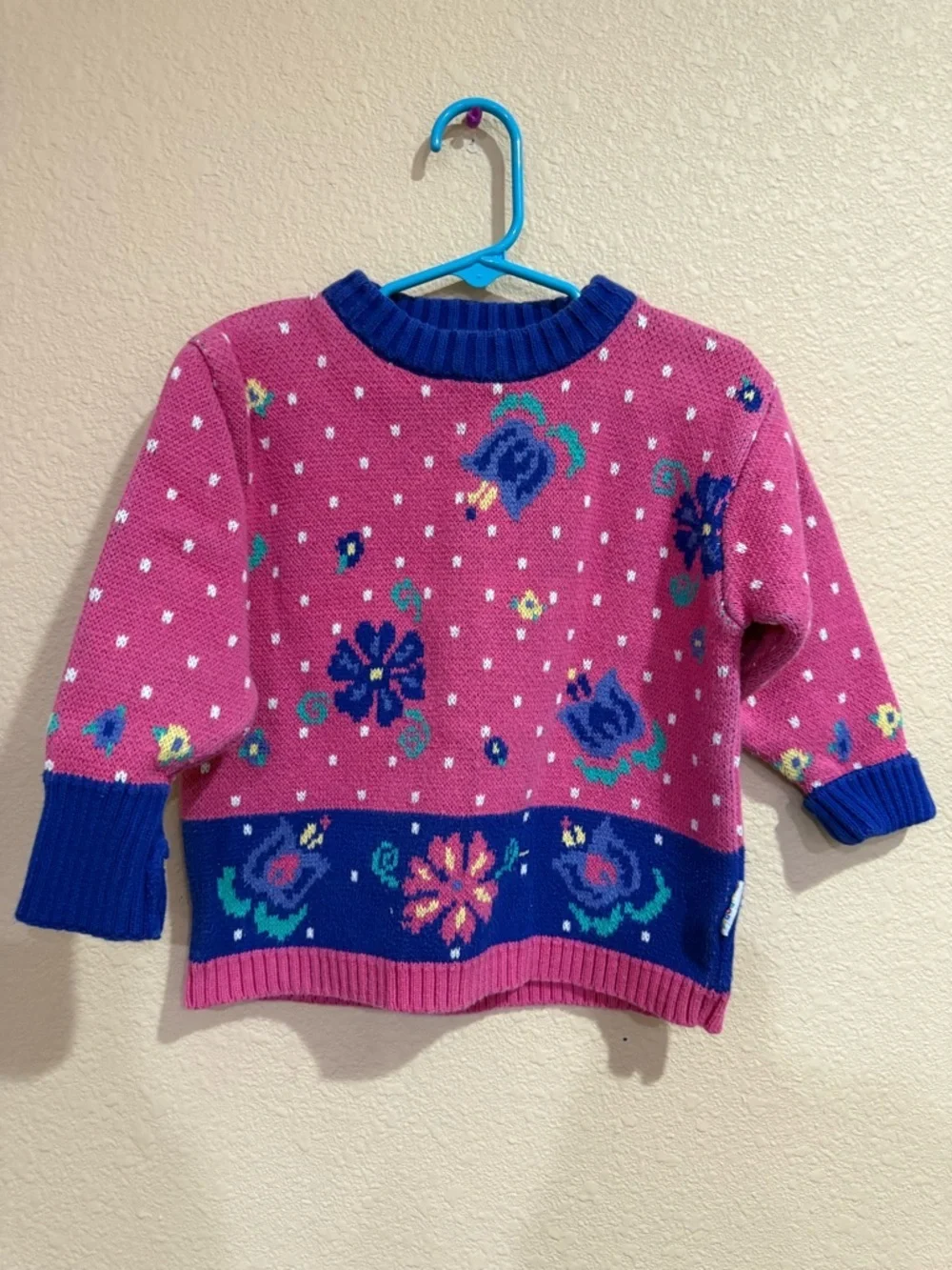 VINTAGE Gymboree Purple Knit Sweater with Pink & Teal Details